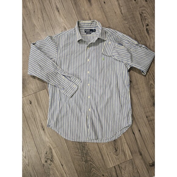 Men's Polo Ralph Lauren Classic Fit Striped Button Down Shirt  Large Cotton - Picture 2 of 7